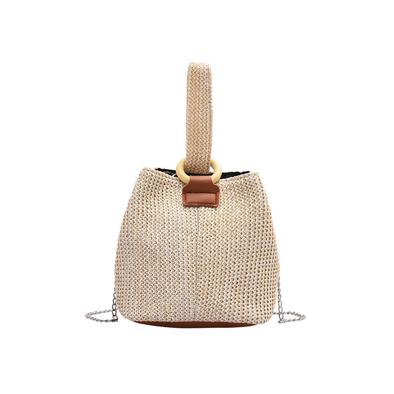 Small straw bucket bag