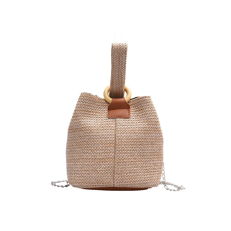 Small straw bucket bag